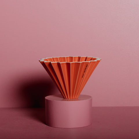 origami, filter, kaffee, dripper, orange, falten, keramik