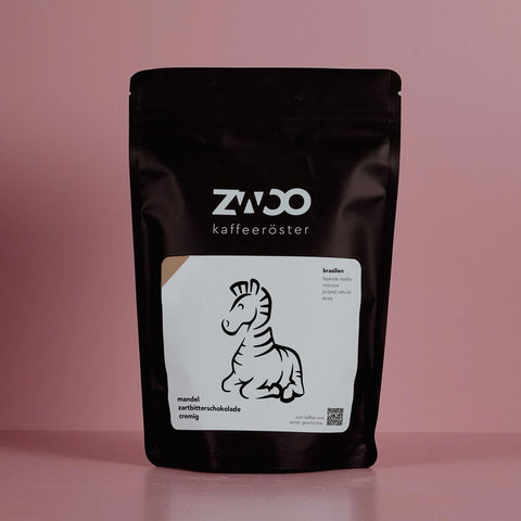 das zebra, unser schwarzweißes, omni roast, espresso, kaffee, fazenda matao, mococa, brasilien, ocafi, mandel, zartbitterschokolade, maronen, cremig